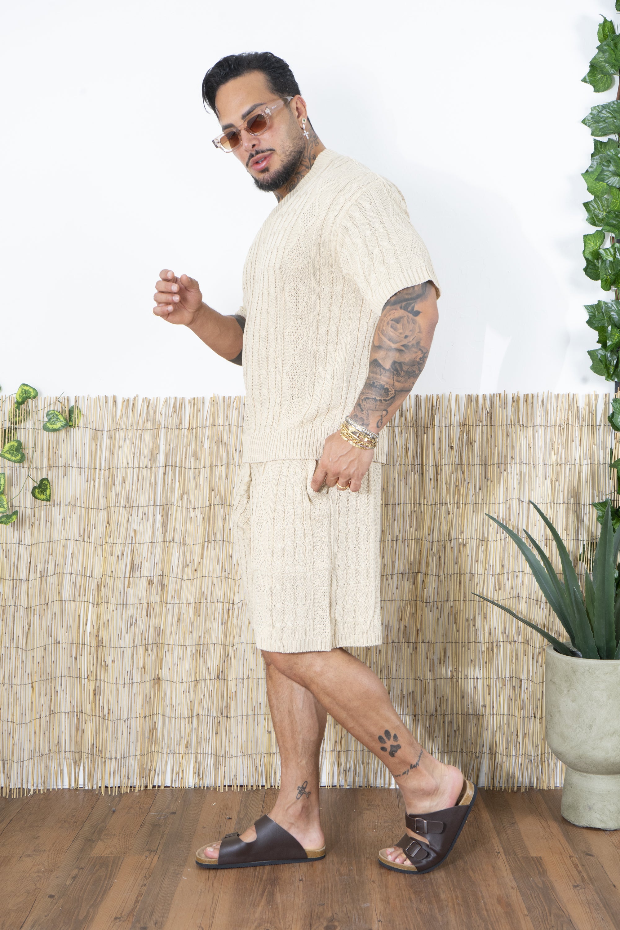 Completo Uomo in Maglia Treccia Scollo a V Art. Cd103