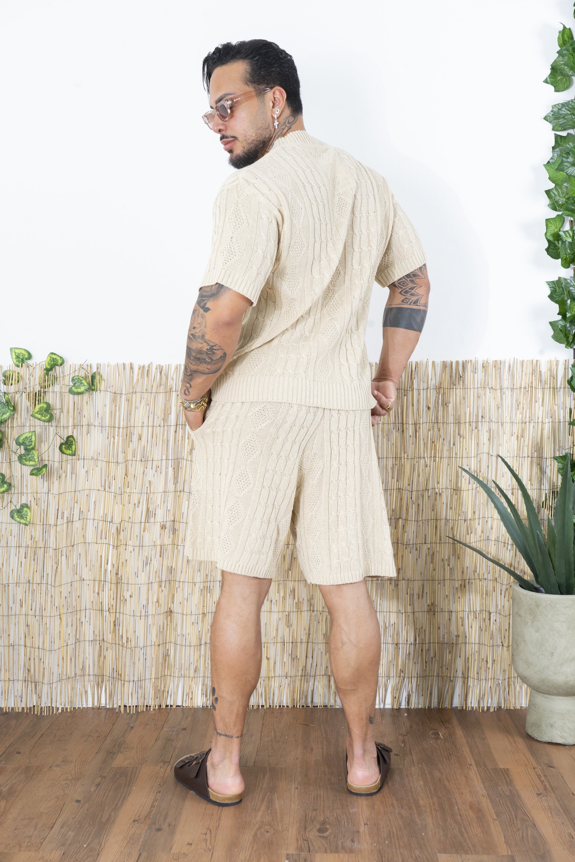 Completo Uomo in Maglia Treccia Scollo a V Art. Cd103