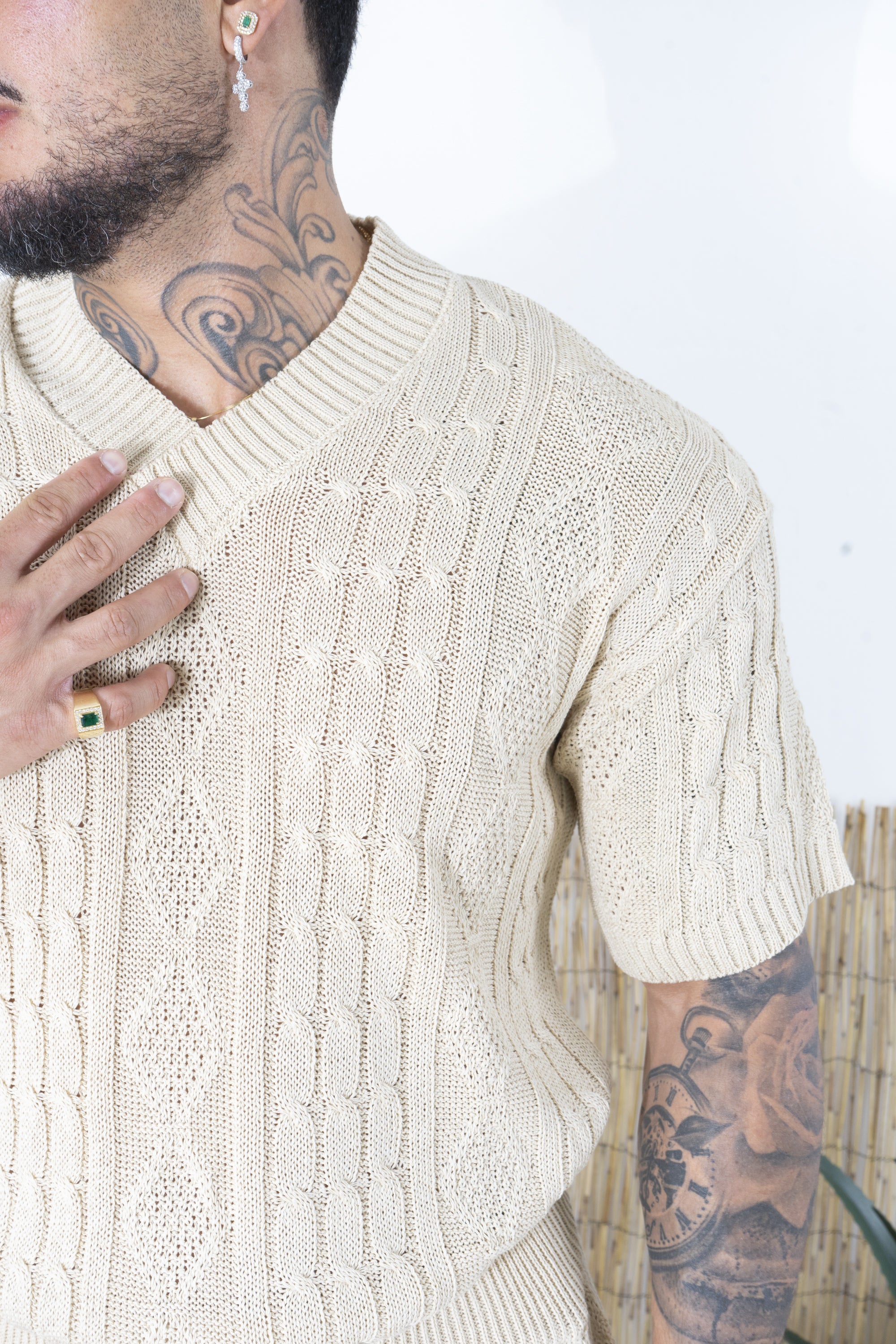 Completo Uomo in Maglia Treccia Scollo a V Art. Cd103