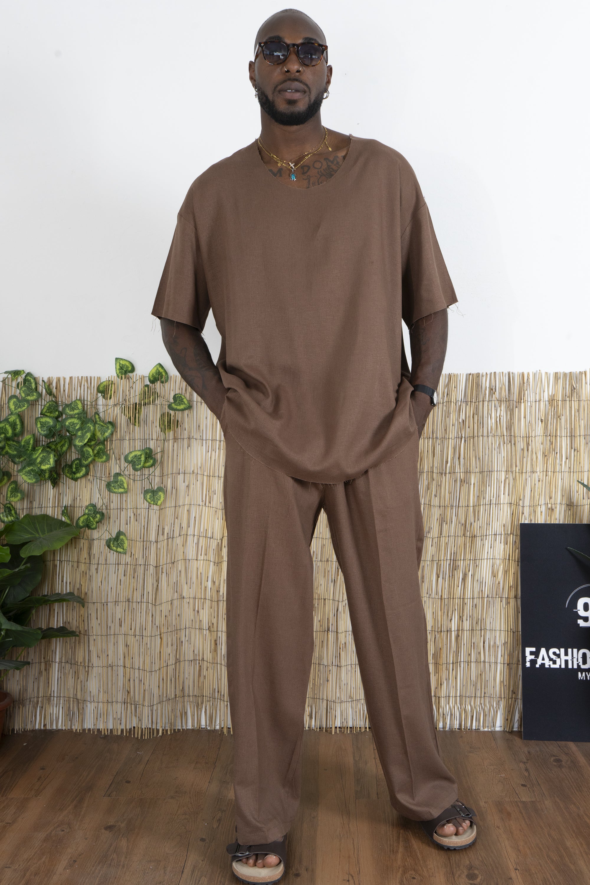 Coordinato Uomo Oversize Maglia collo Largo e Pantaloni Larghi Art. Cd118