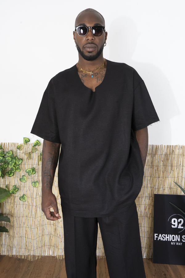 T-shirt Uomo Oversize Scollo con Taglio Vivo Art. TS266
