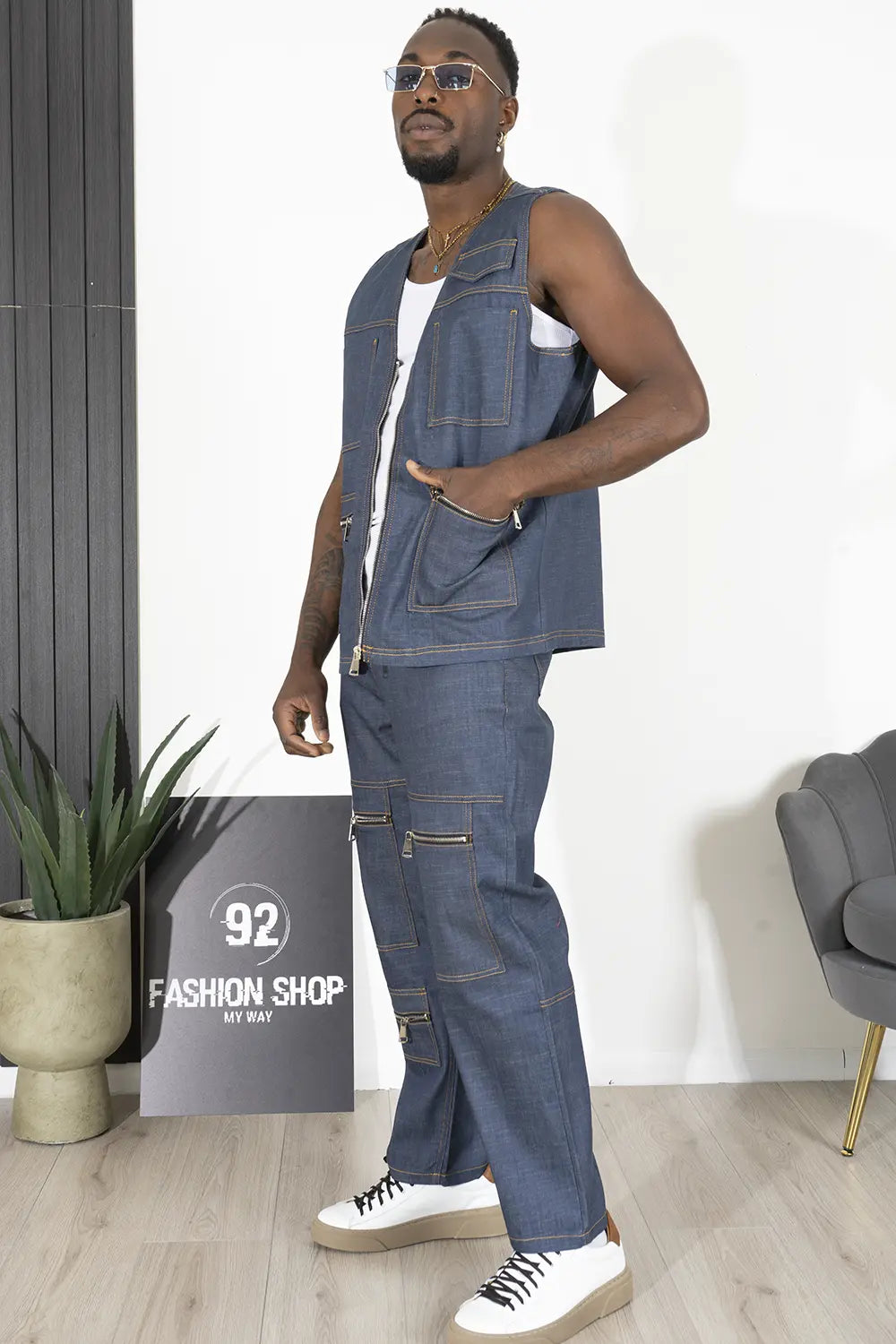 Coordinato In Jeans Con giacca Gilet Art. Cd97