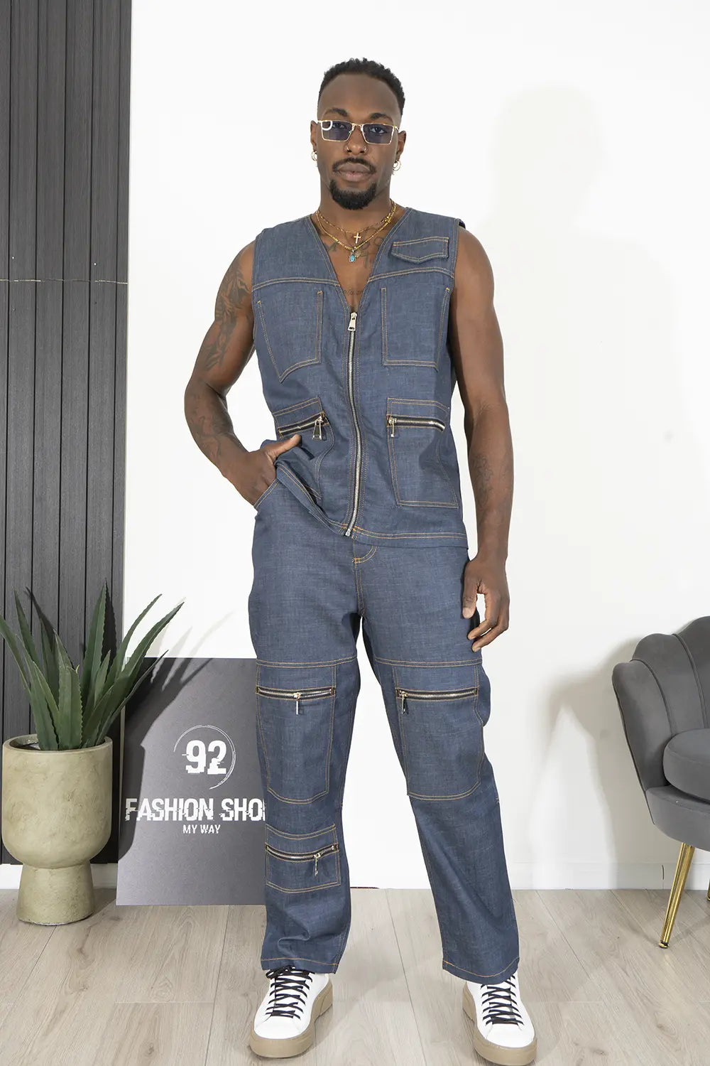 Coordinato In Jeans Con giacca Gilet Art. Cd97