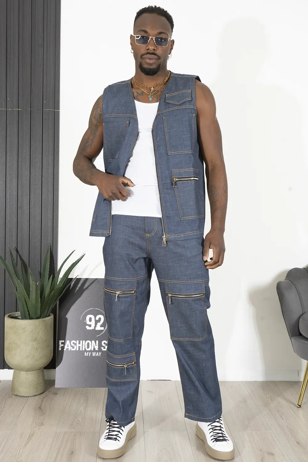 Coordinato In Jeans Con giacca Gilet Art. Cd97