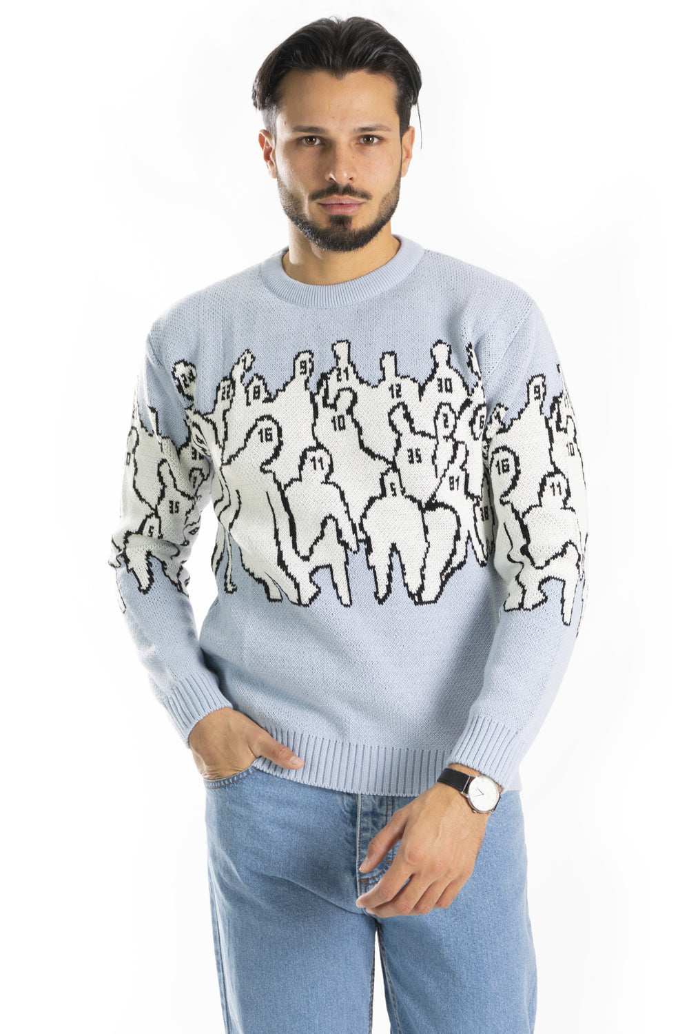 Maglione Uomo Pullover Girocollo Con Fantasia Art. Mg100