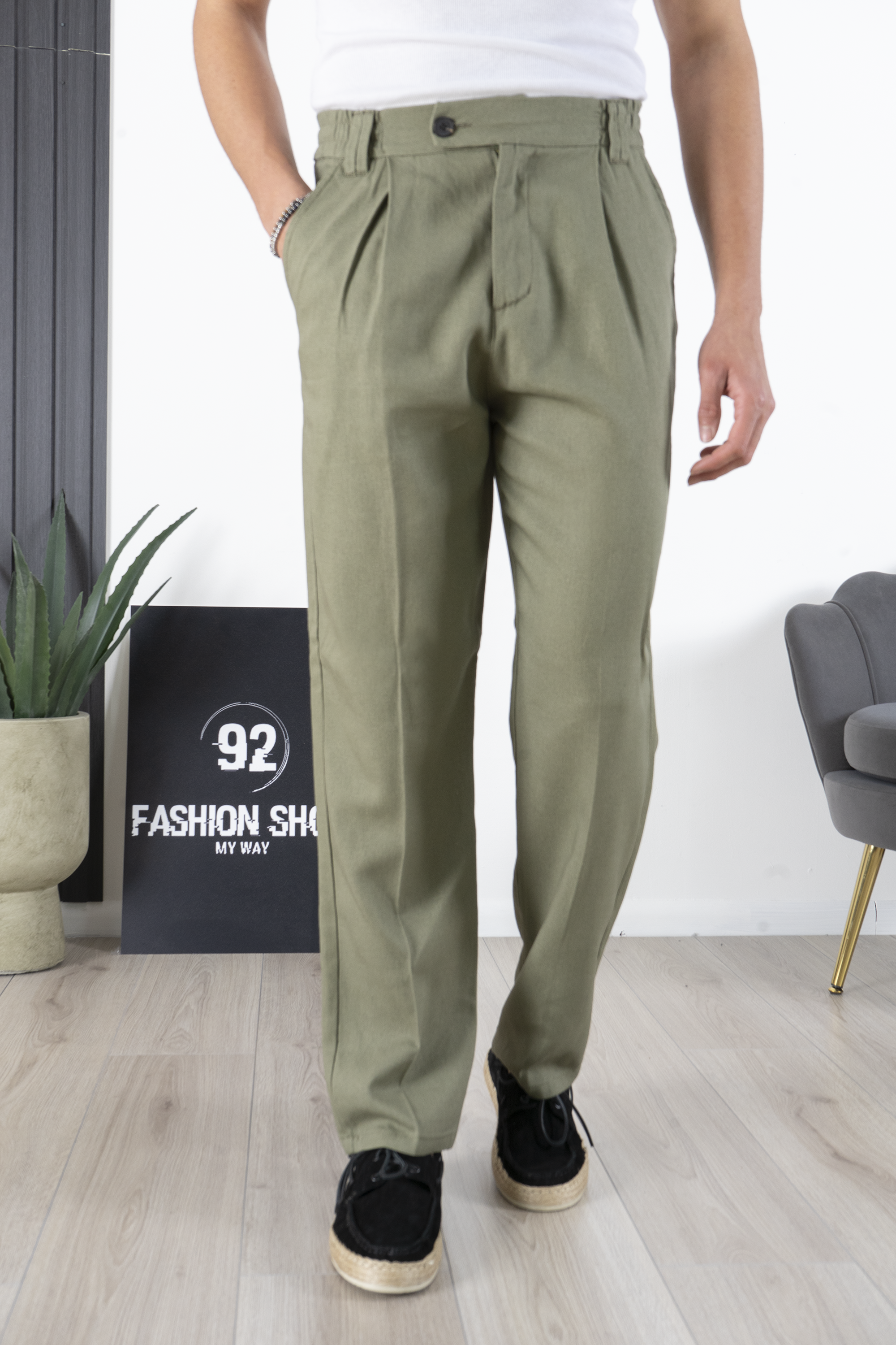 Pantalone in Lino Fondo Ampio Tinta Unita Art. Pt193