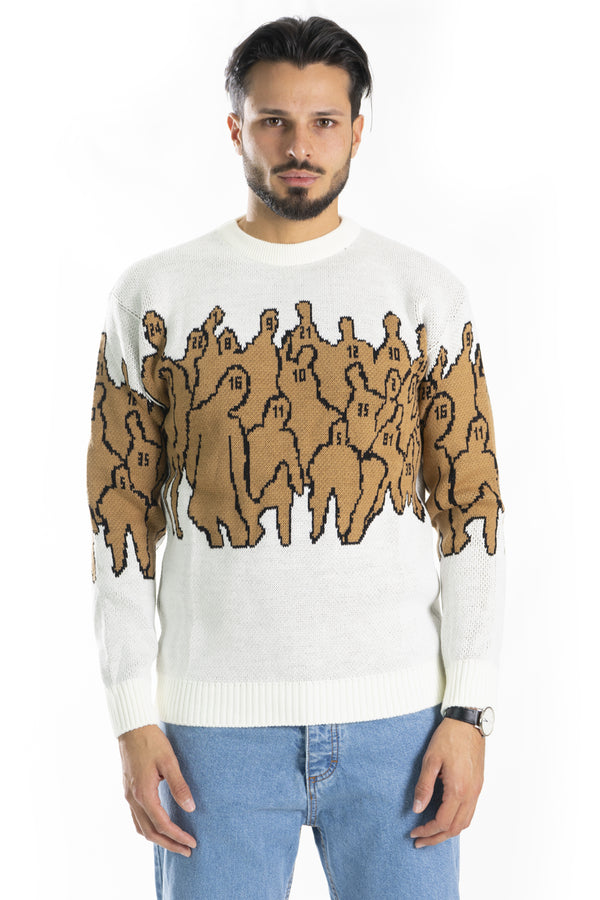Maglione Uomo Pullover Girocollo Con Fantasia Art. Mg100