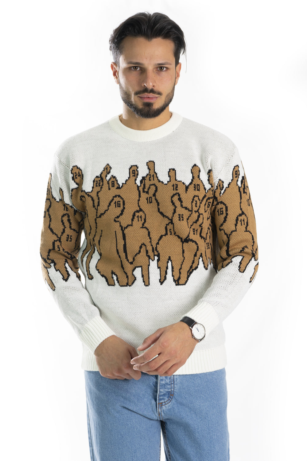 Maglione Uomo Pullover Girocollo Con Fantasia Art. Mg100