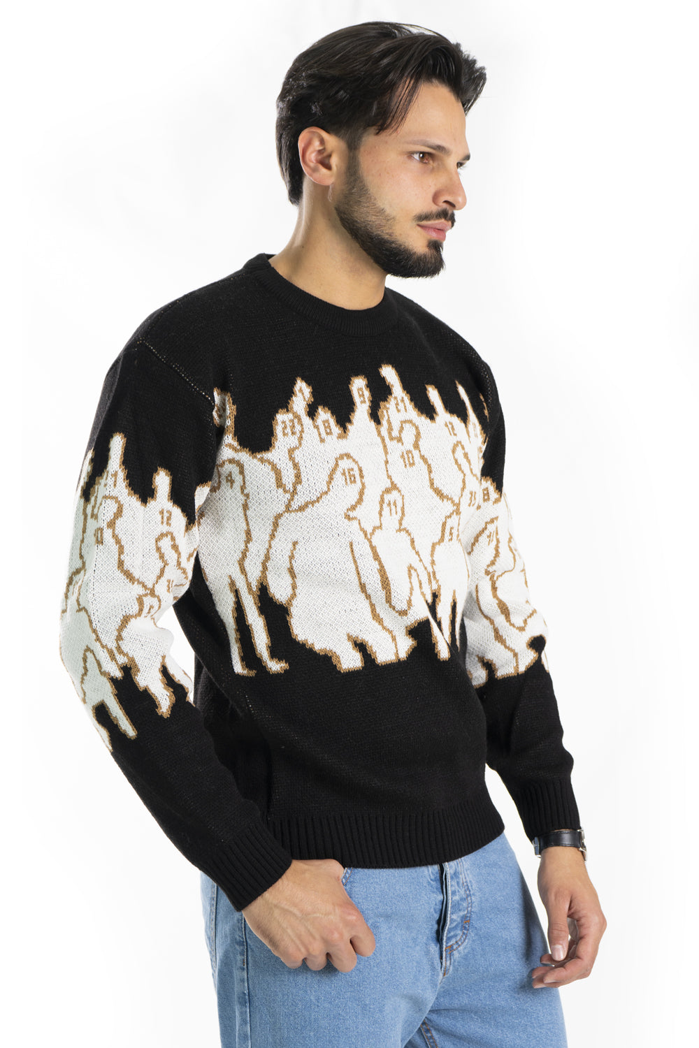 Maglione Uomo Pullover Girocollo Con Fantasia Art. Mg100