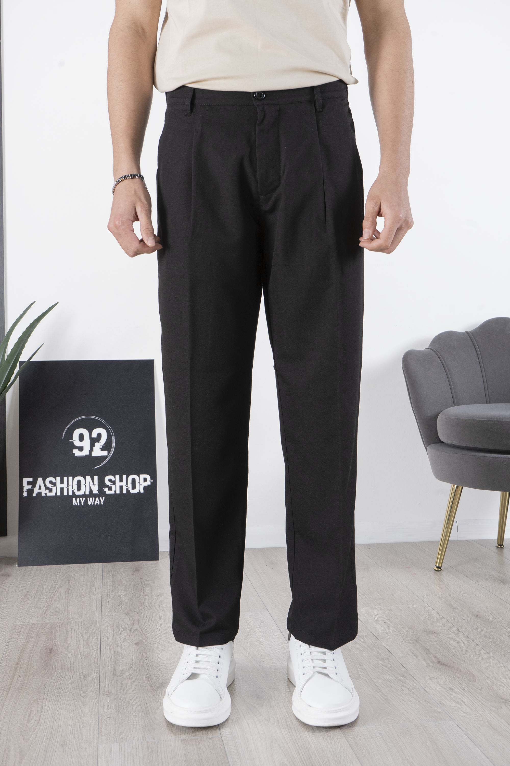 Pantalone Uomo Con bottone elastico Loose Fit Art. Pt173