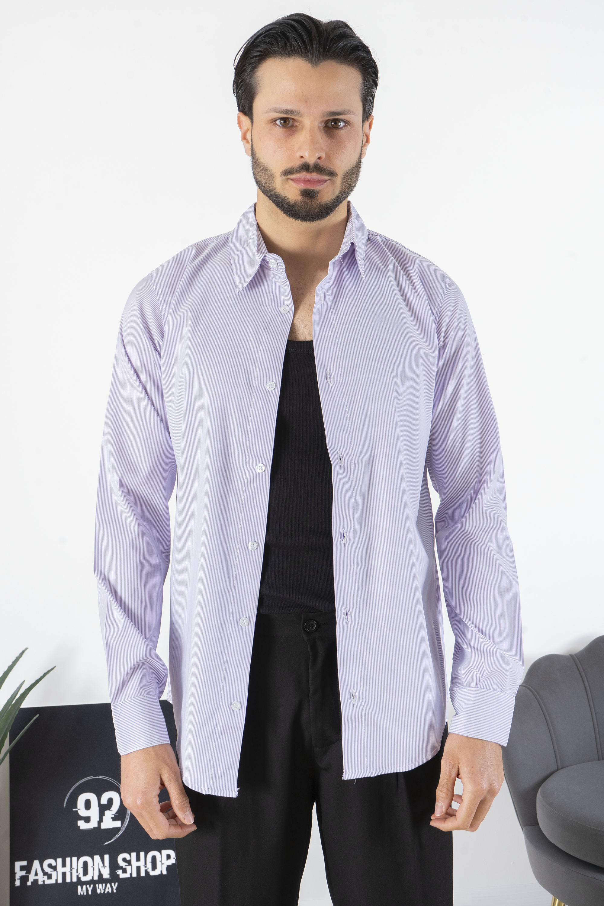 Camicia Uomo Con Fantasia A righe Sottili Art. CM214