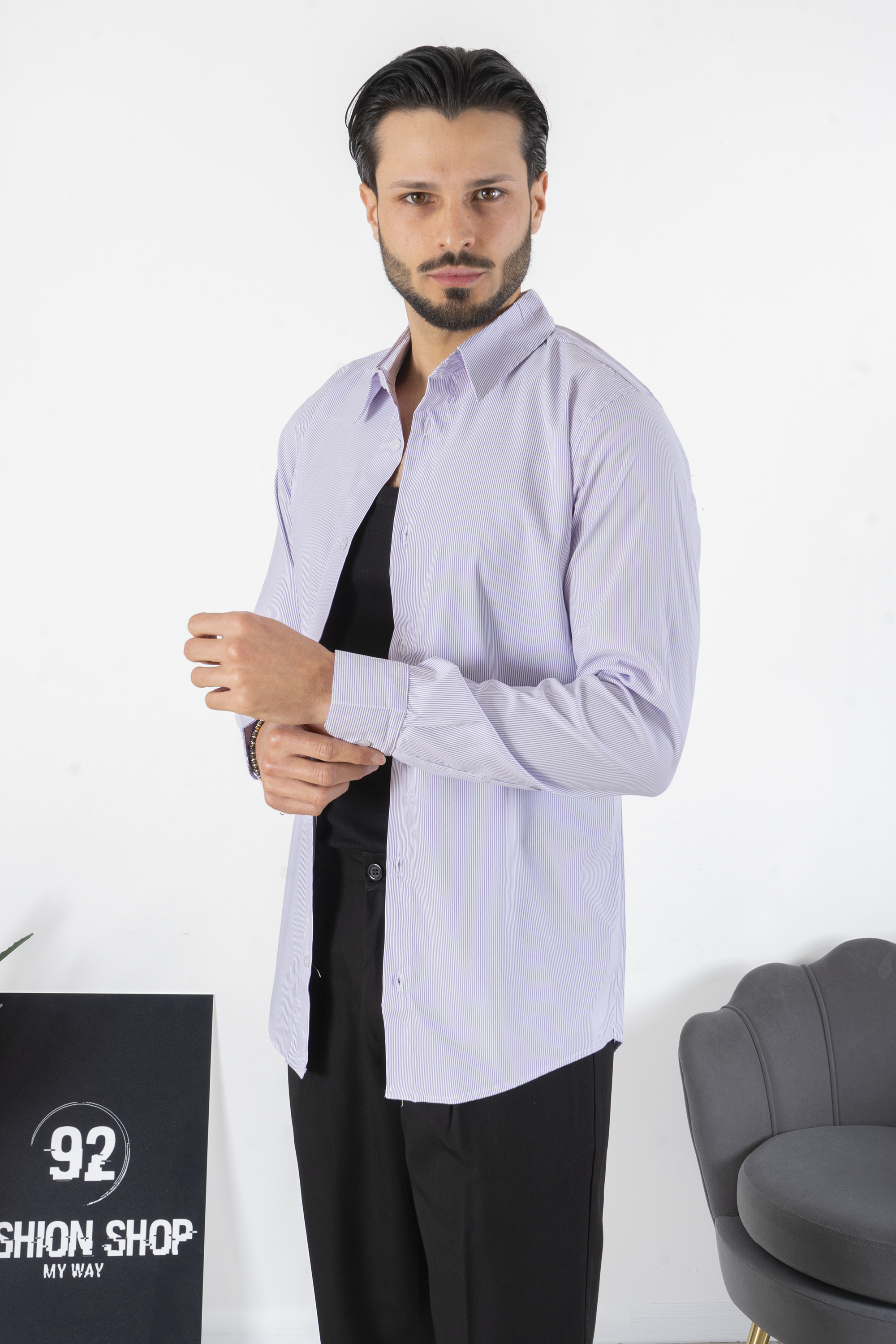 Camicia Uomo Con Fantasia A righe Sottili Art. CM214