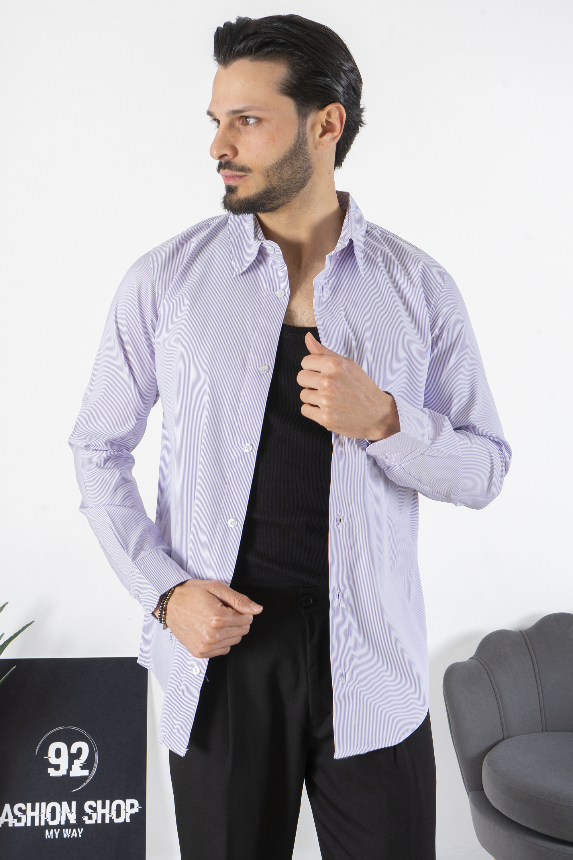 Camicia Uomo Con Fantasia A righe Sottili Art. CM214