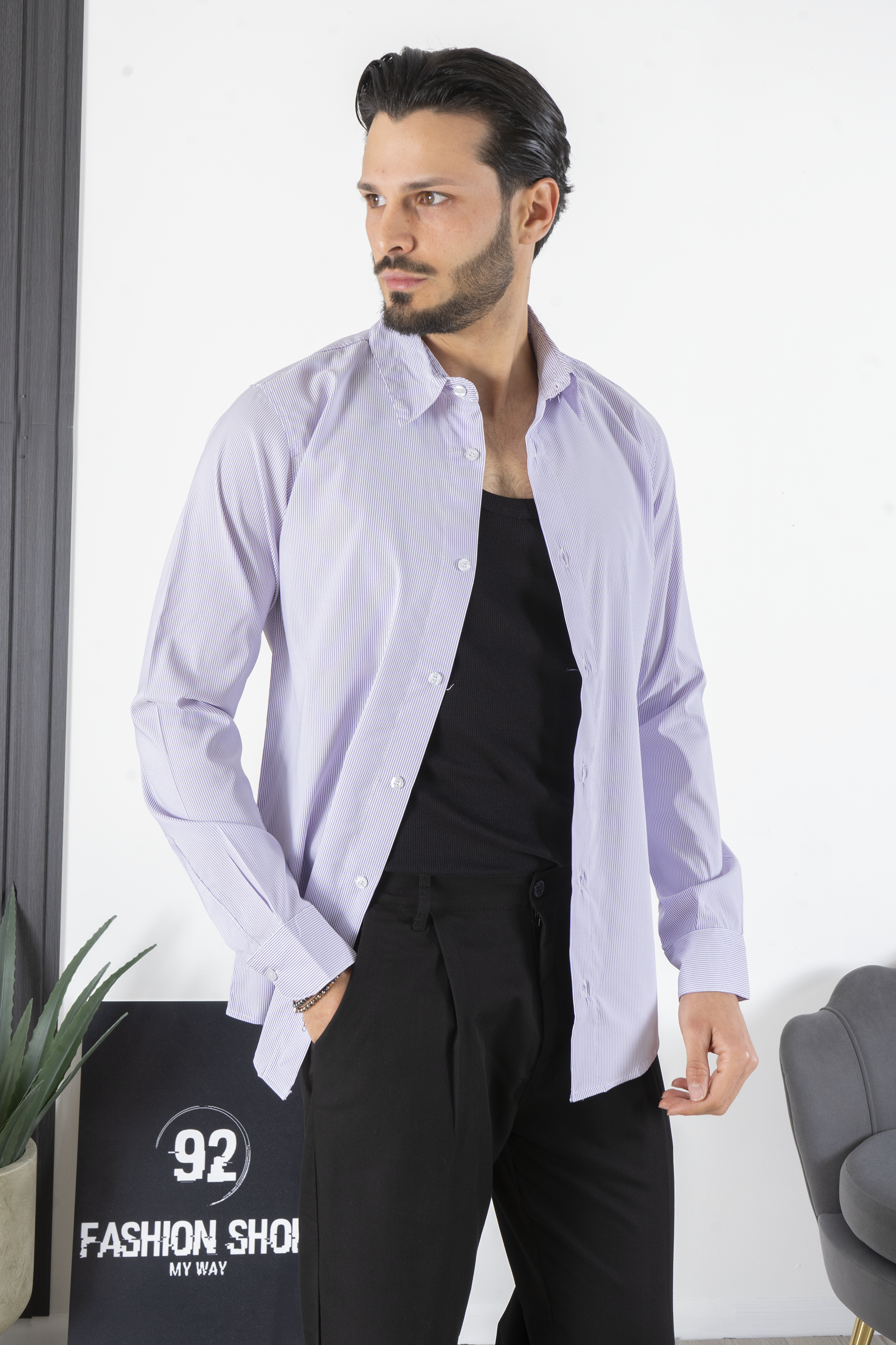Camicia Uomo Con Fantasia A righe Sottili Art. CM214