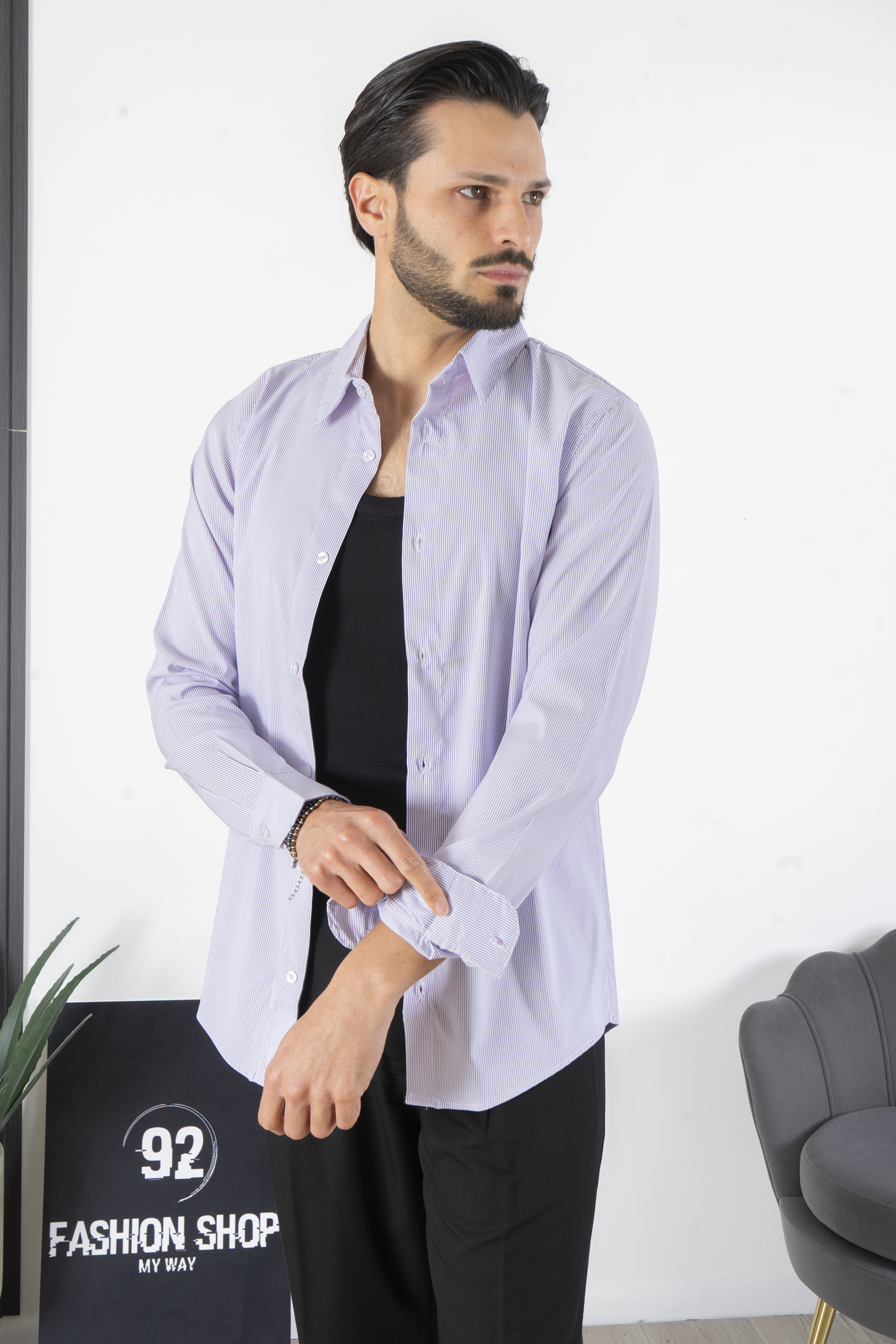 Camicia Uomo Con Fantasia A righe Sottili Art. CM214