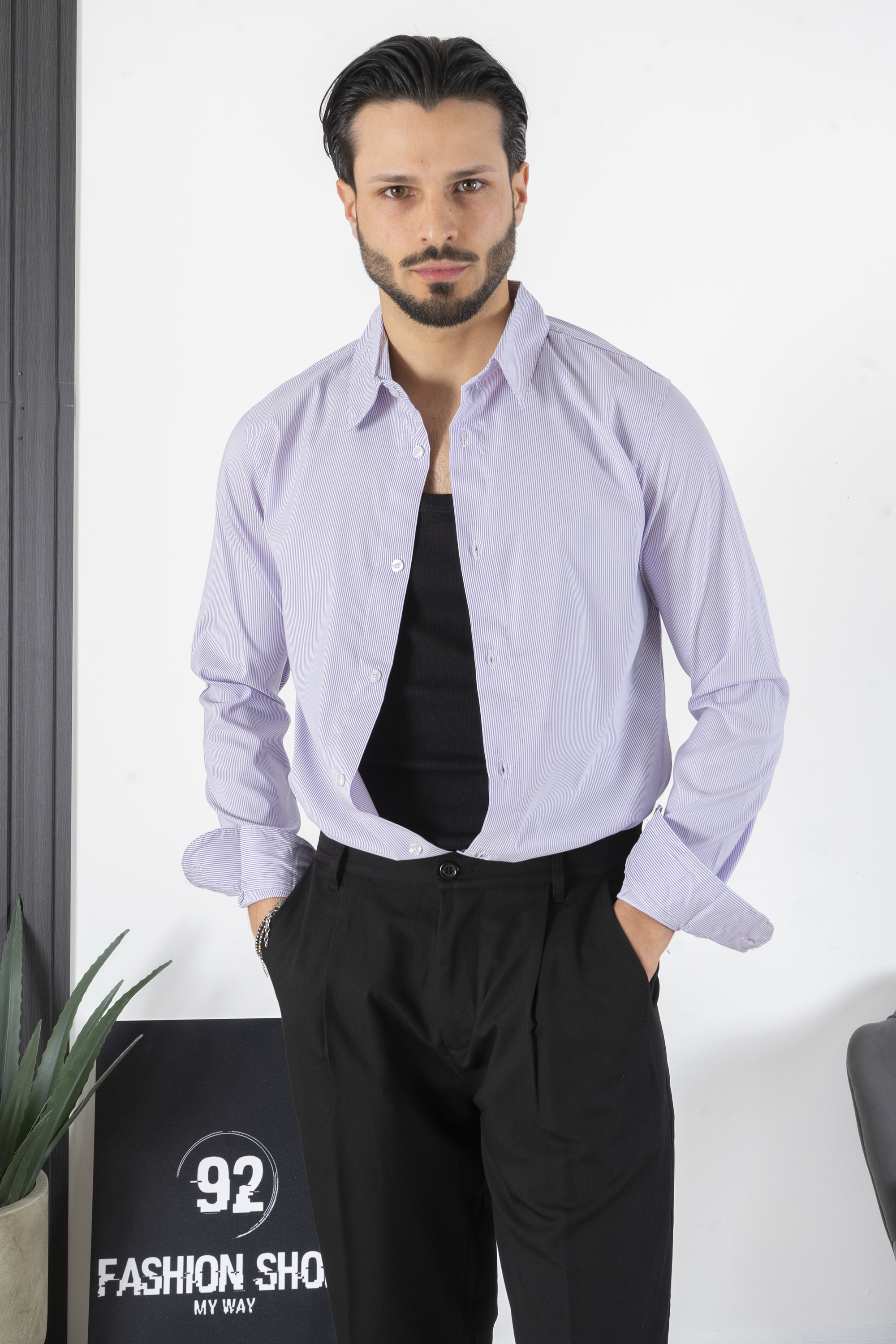 Camicia Uomo Con Fantasia A righe Sottili Art. CM214