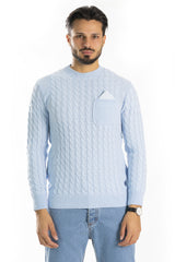 Maglione Uomo Pullover Fantasia Trecce Con Taschino Art. Mg101