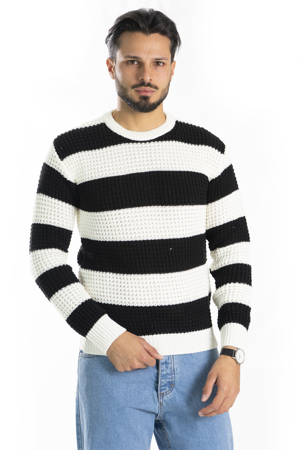 Maglione Uomo Con Fasce Girocollo Art. Mg98