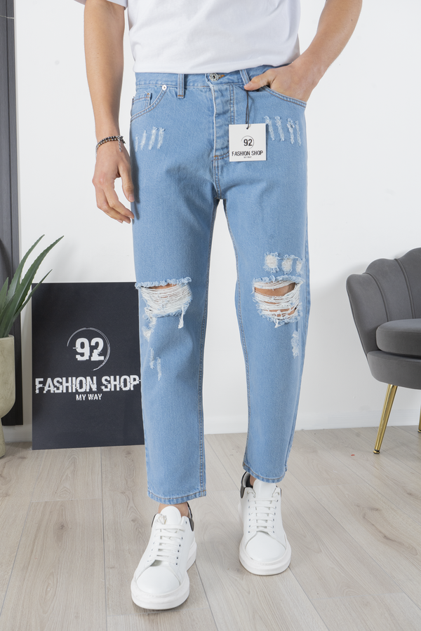 Jeans Uomo 5 Tasche Doppio Strappo e Abrasioni Art. Js200