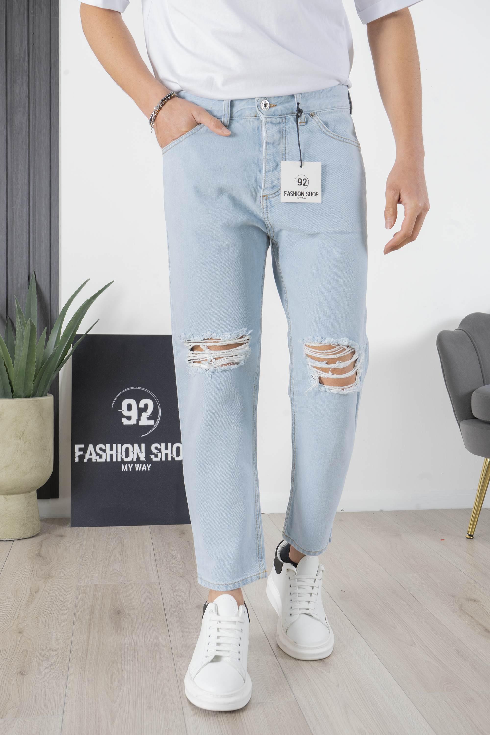 Jeans Uomo Con Strappi alle Ginocchia By 92 Fashion shop Art. JS336