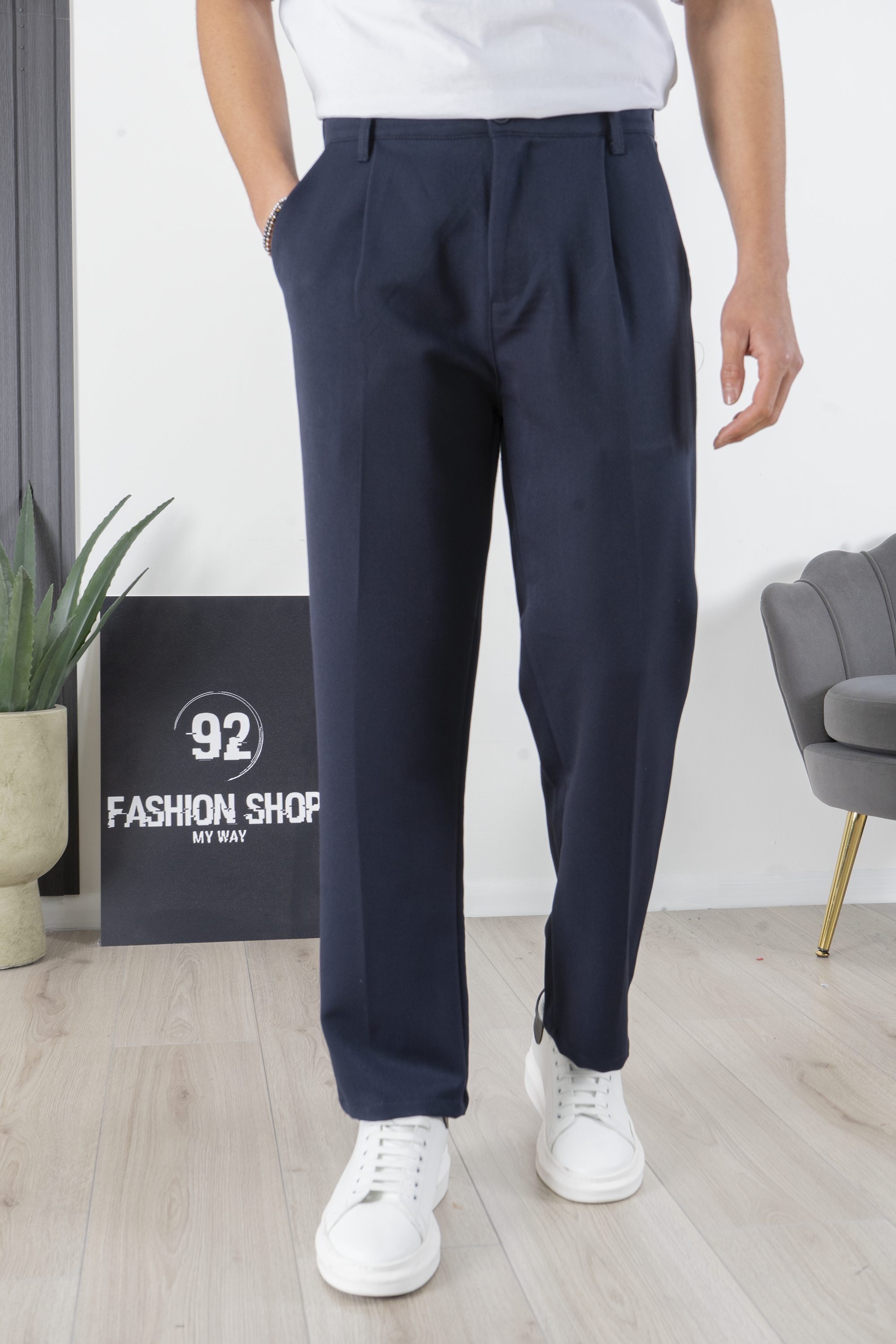 Men's Trousers With Elastic Button Loose Fit Art. Pt173