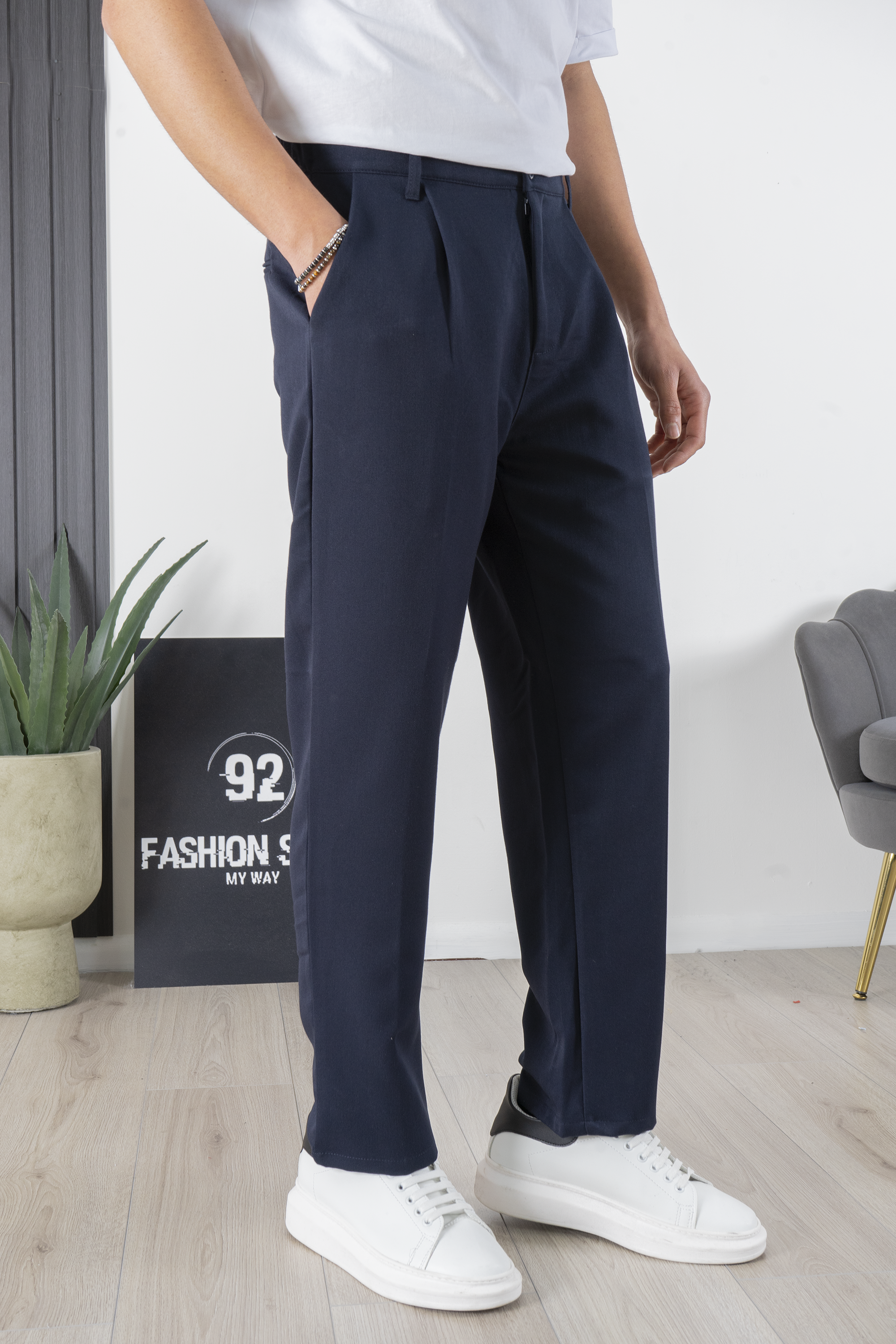 Men's Trousers With Elastic Button Loose Fit Art. Pt173