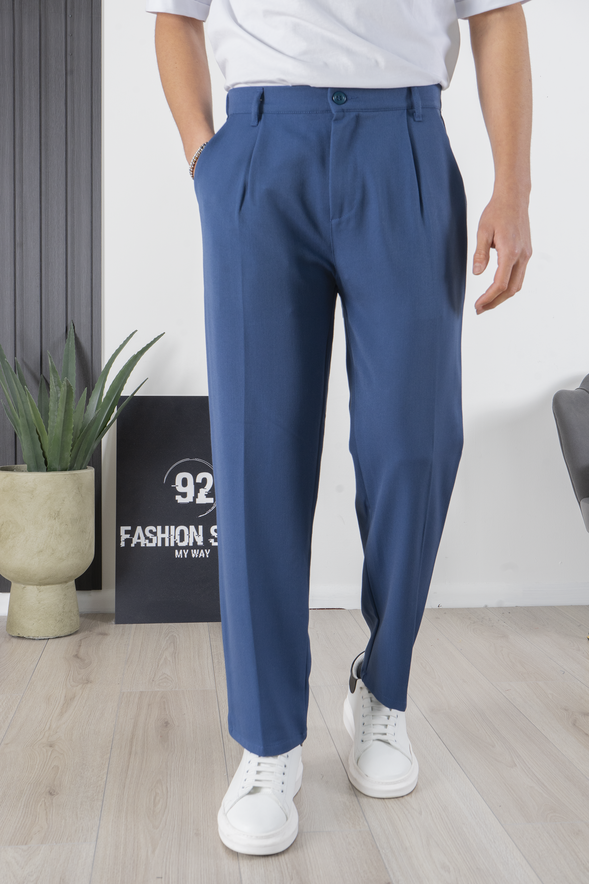 Pantalone Uomo Con bottone elastico Loose Fit Art. Pt173