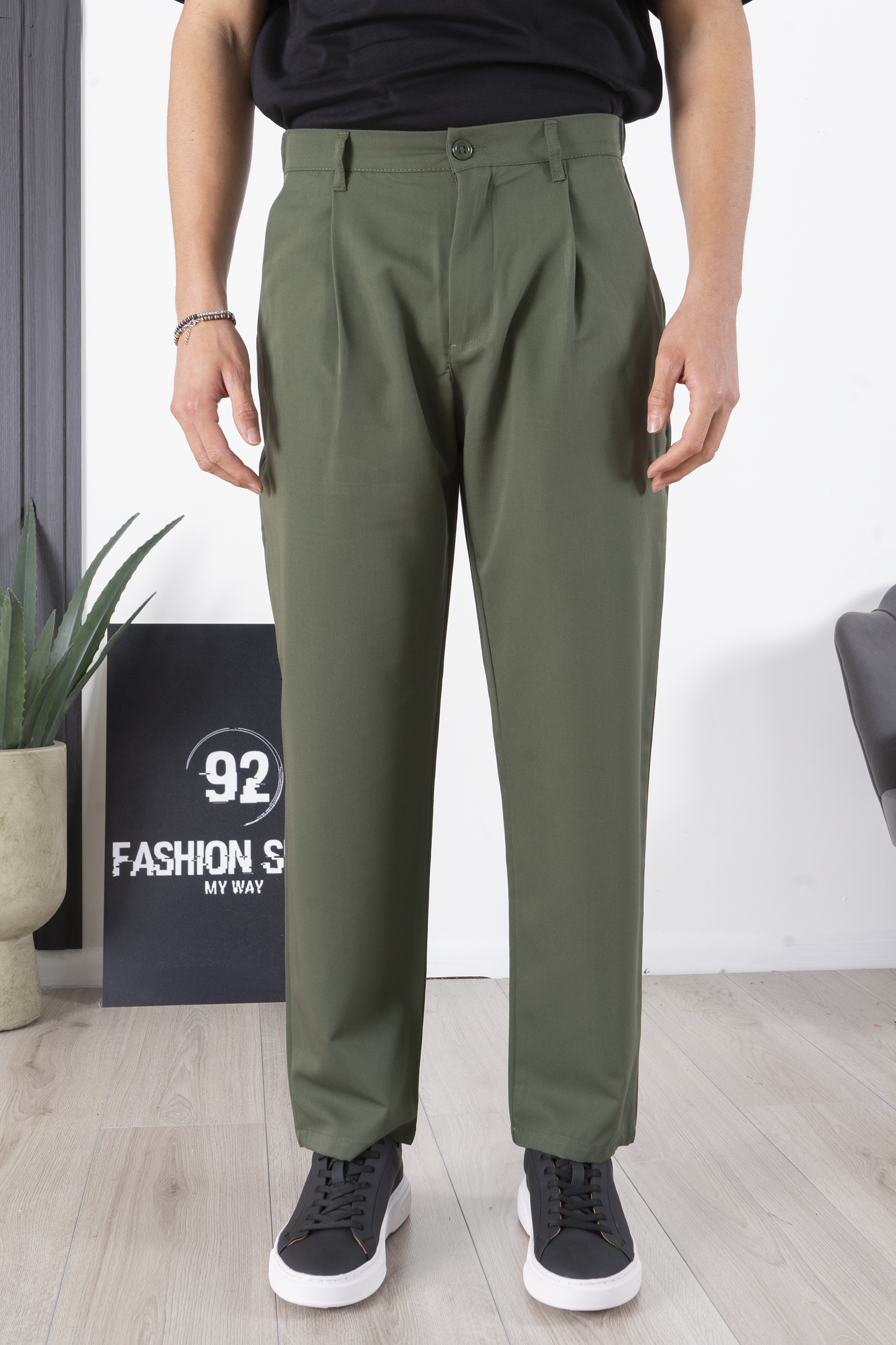 Pantalone Uomo Con bottone elastico Loose Fit Art. Pt173