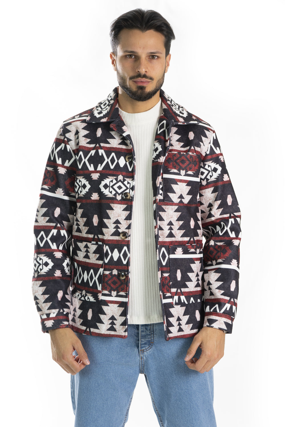 Giacca Etnica Uomo in Panno Con Fantasia Art. Gb122