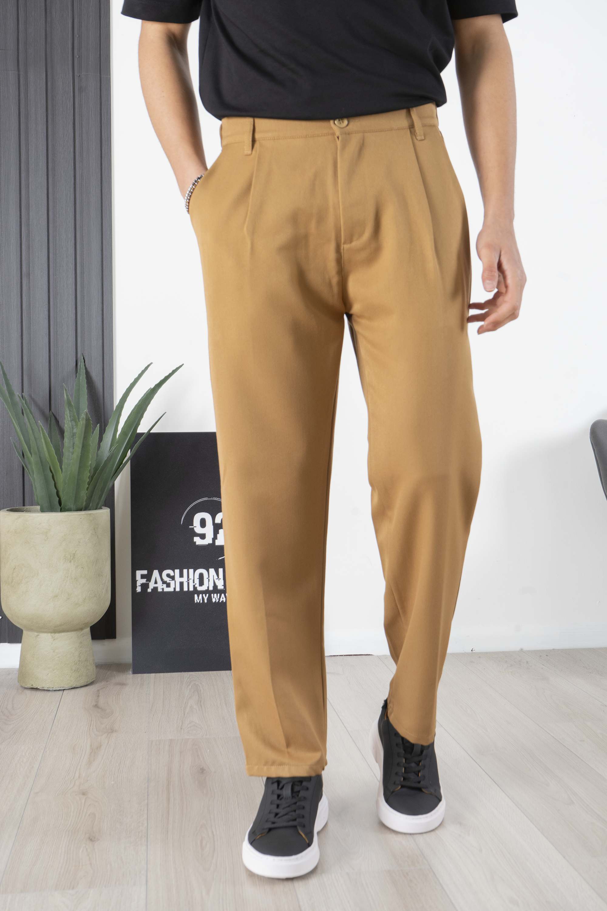 Men's Trousers With Elastic Button Loose Fit Art. Pt173