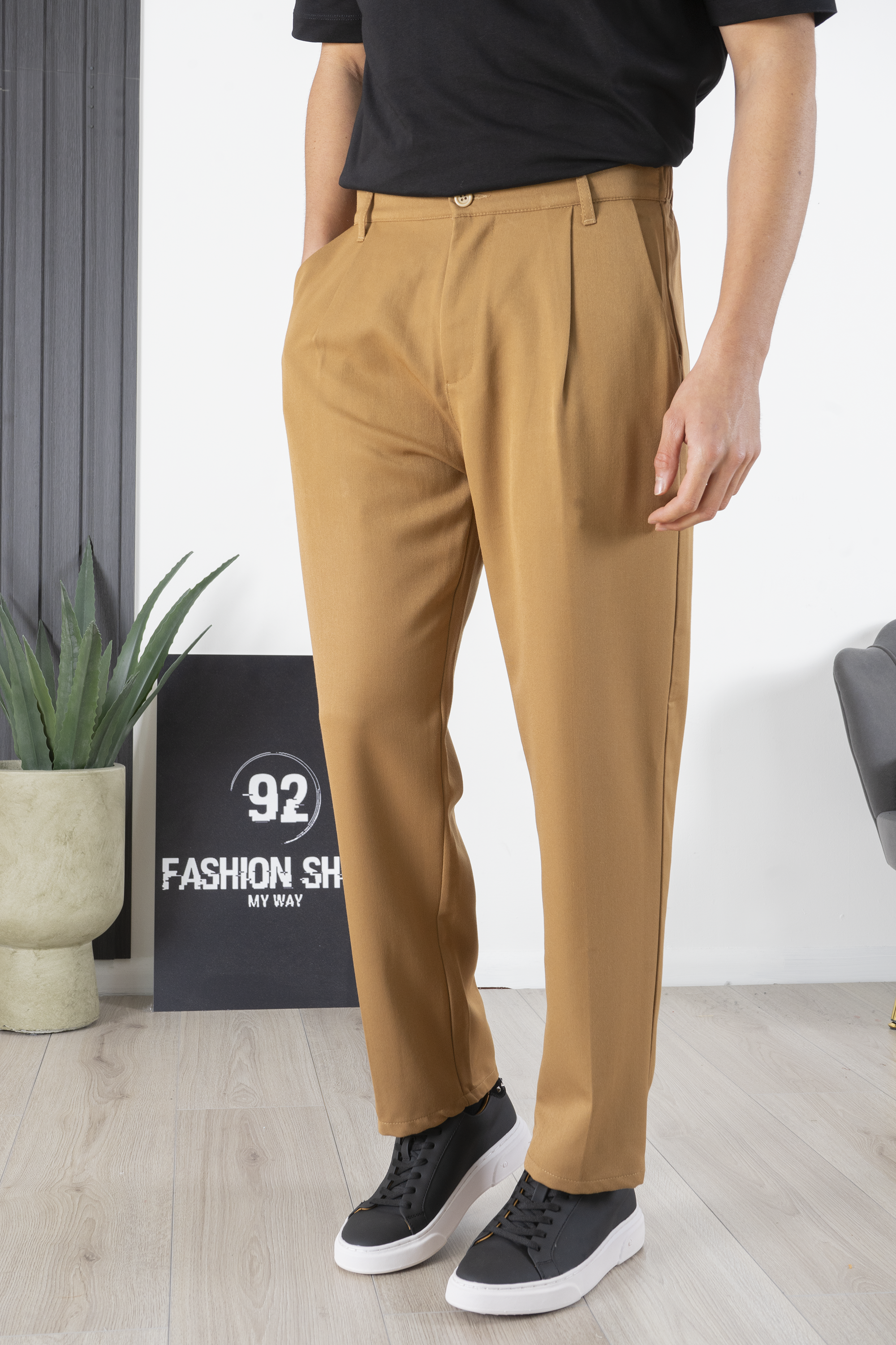 Men's Trousers With Elastic Button Loose Fit Art. Pt173