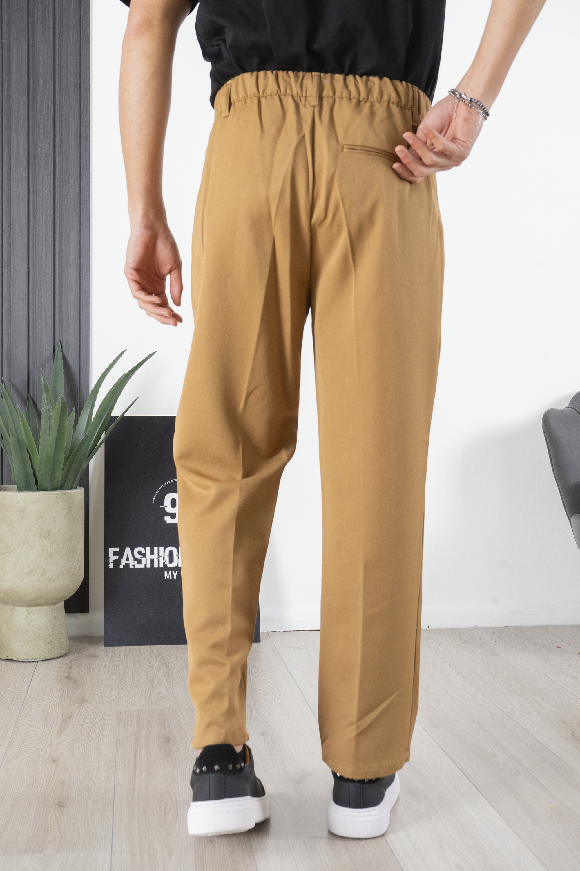Men's Trousers With Elastic Button Loose Fit Art. Pt173