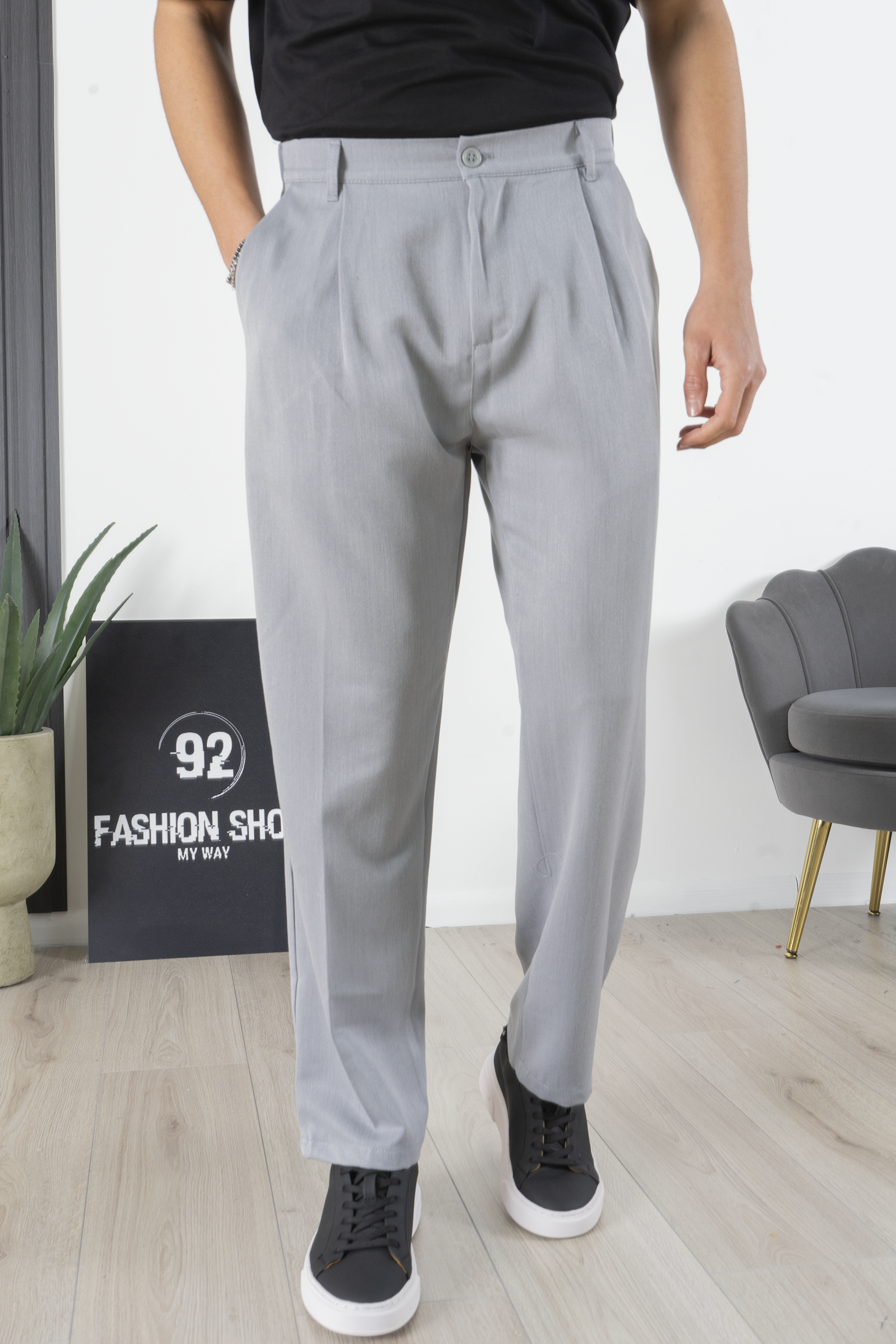 Pantalone Uomo Con bottone elastico Loose Fit Art. Pt173