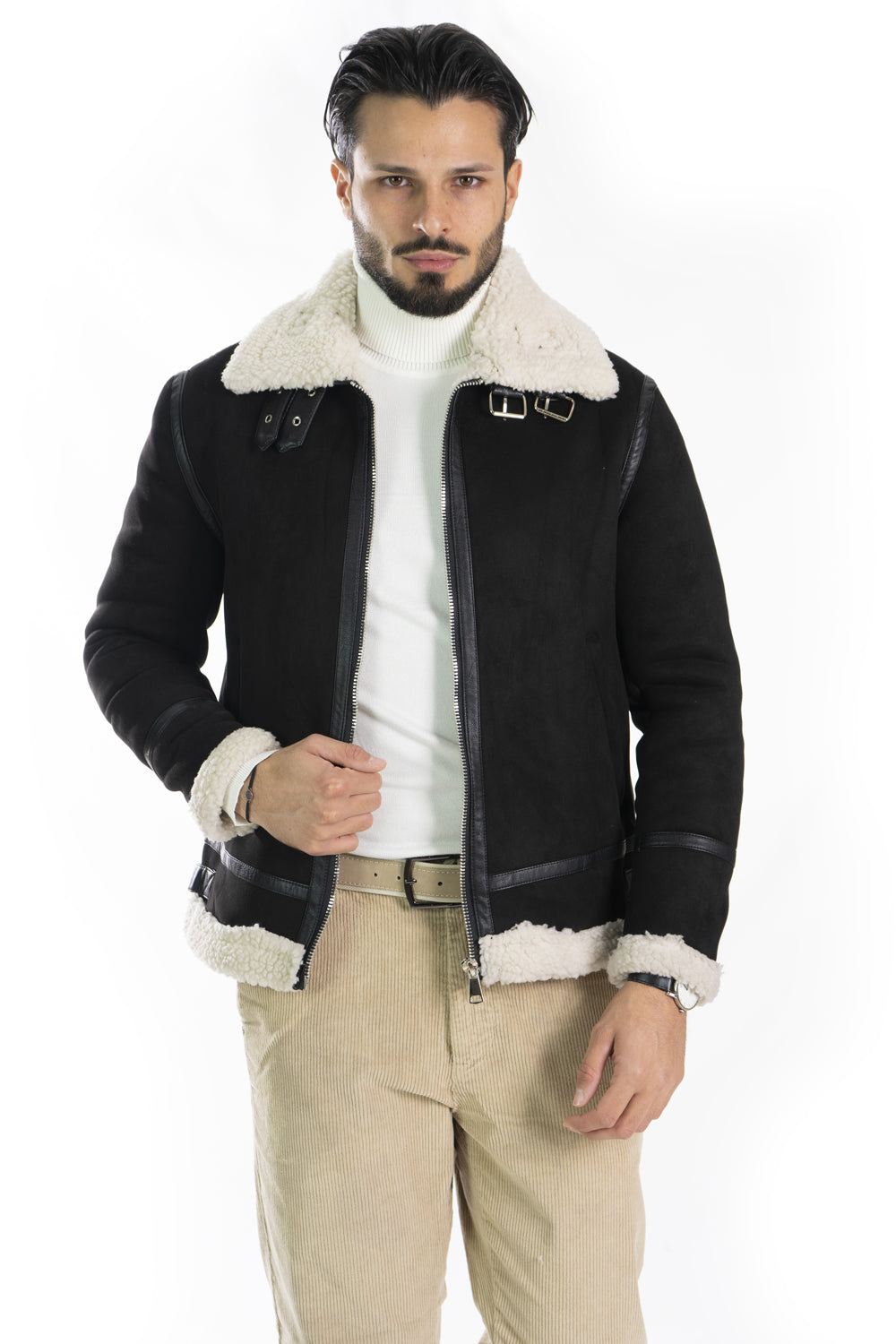 Giubbotto Uomo Montone Scamosciato Shearling Art. Gb155