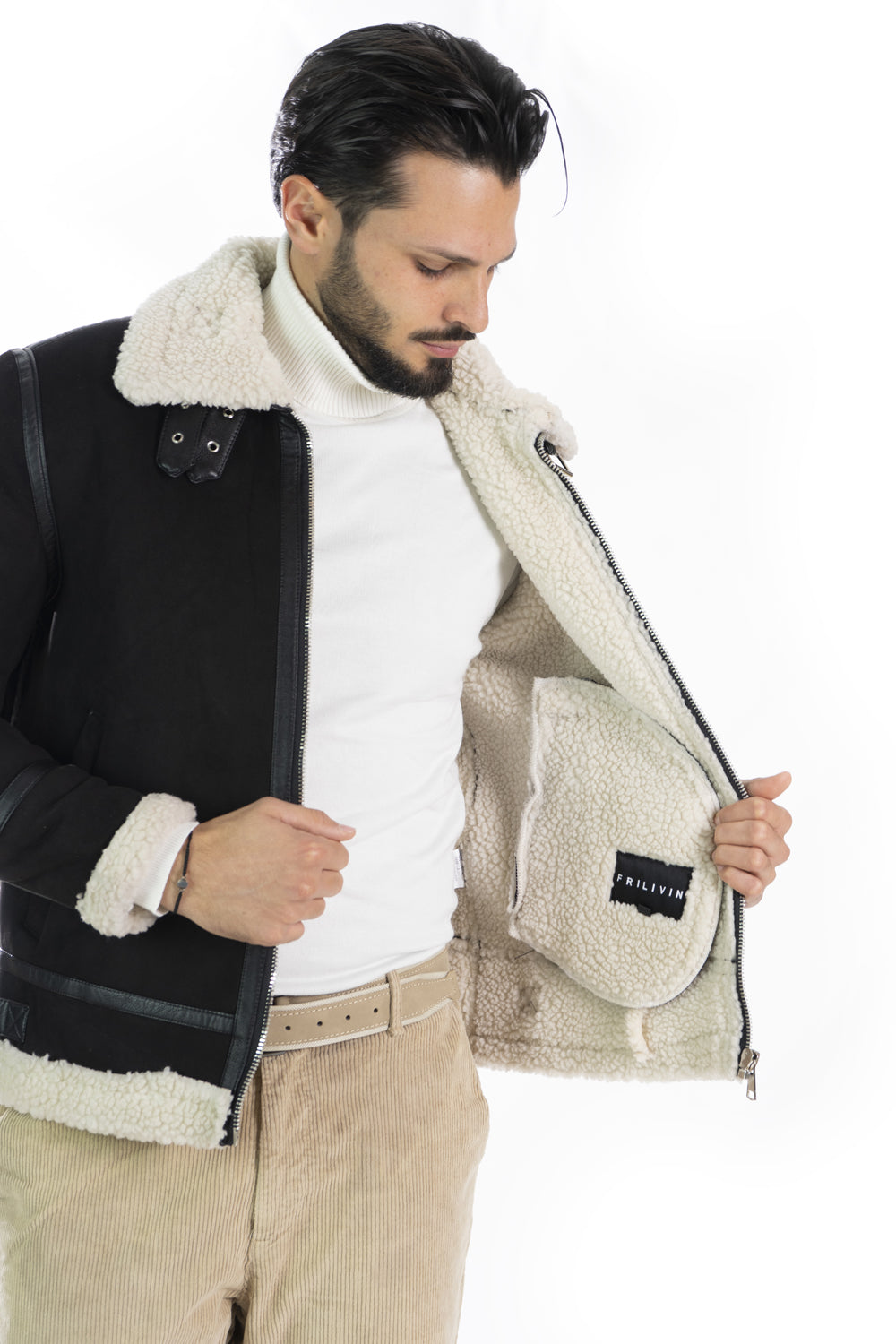 Giubbotto Uomo Montone Scamosciato Shearling Art. Gb155