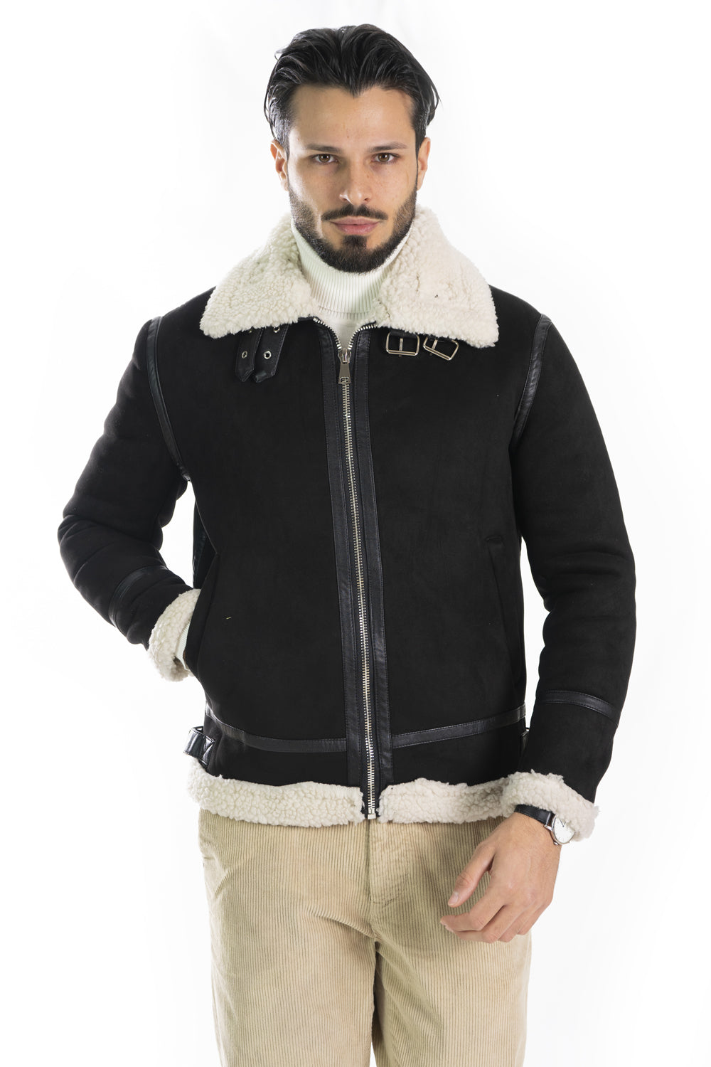 Giubbotto Uomo Montone Scamosciato Shearling Art. Gb155