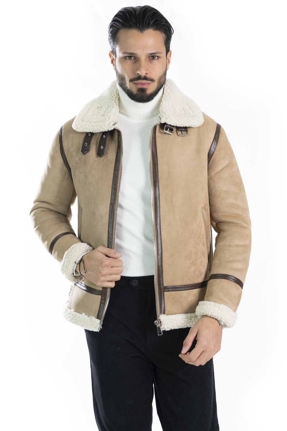 Giubbotto Uomo Montone Scamosciato Shearling Art. Gb155