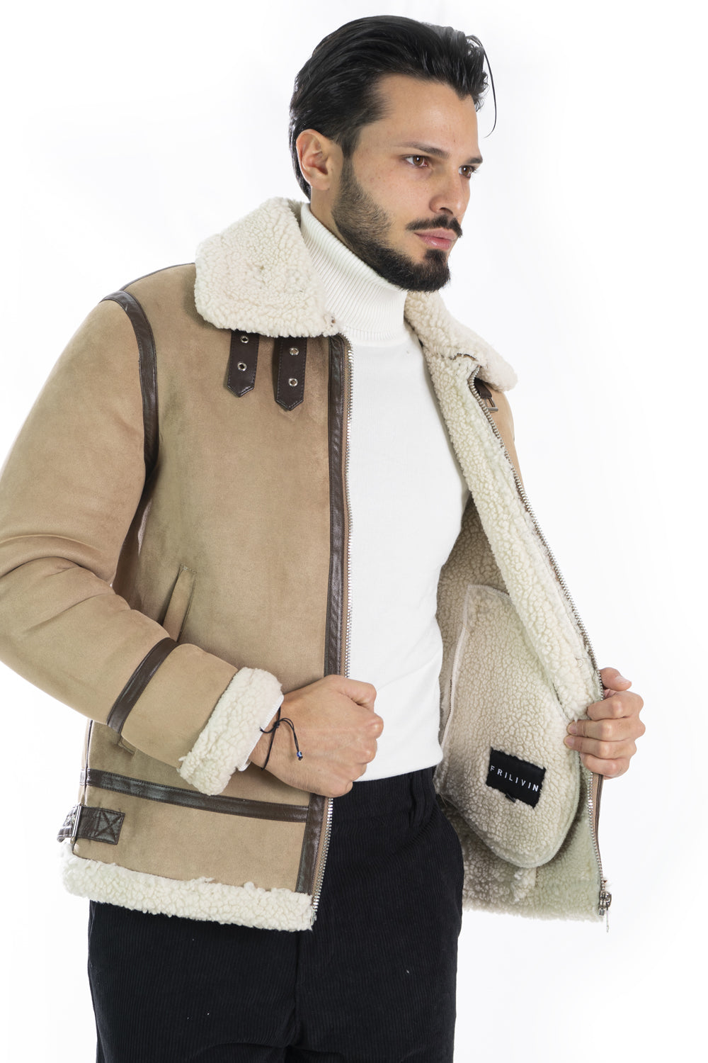 Giubbotto Uomo Montone Scamosciato Shearling Art. Gb155