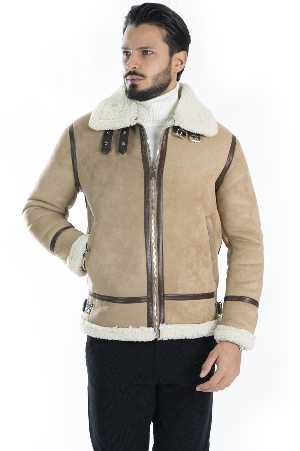 Giubbotto Uomo Montone Scamosciato Shearling Art. Gb155