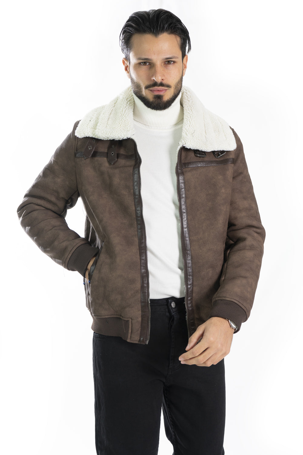 Giubbotto Chiodo Uomo Montone Shearling Art. Gb154