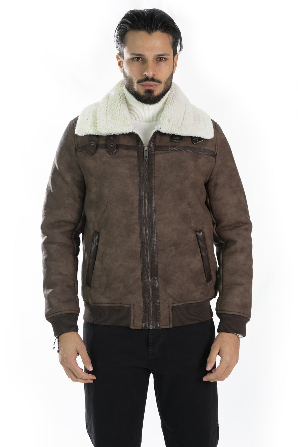 Giubbotto Chiodo Uomo Montone Shearling Art. Gb154