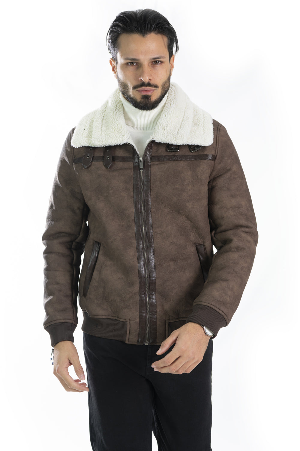 Giubbotto Chiodo Uomo Montone Shearling Art. Gb154