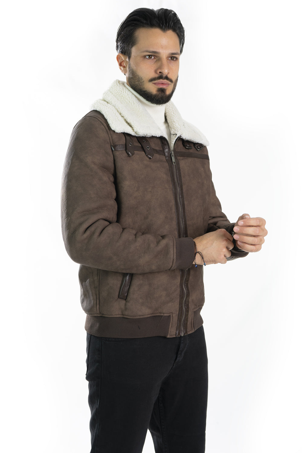 Giubbotto Chiodo Uomo Montone Shearling Art. Gb154