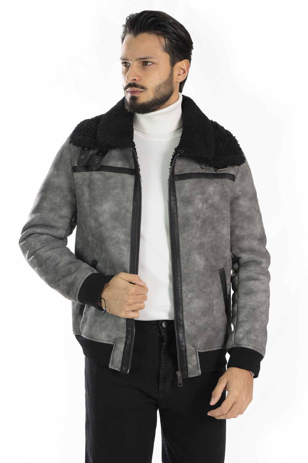Giubbotto Chiodo Uomo Montone Montone Art. Gb154