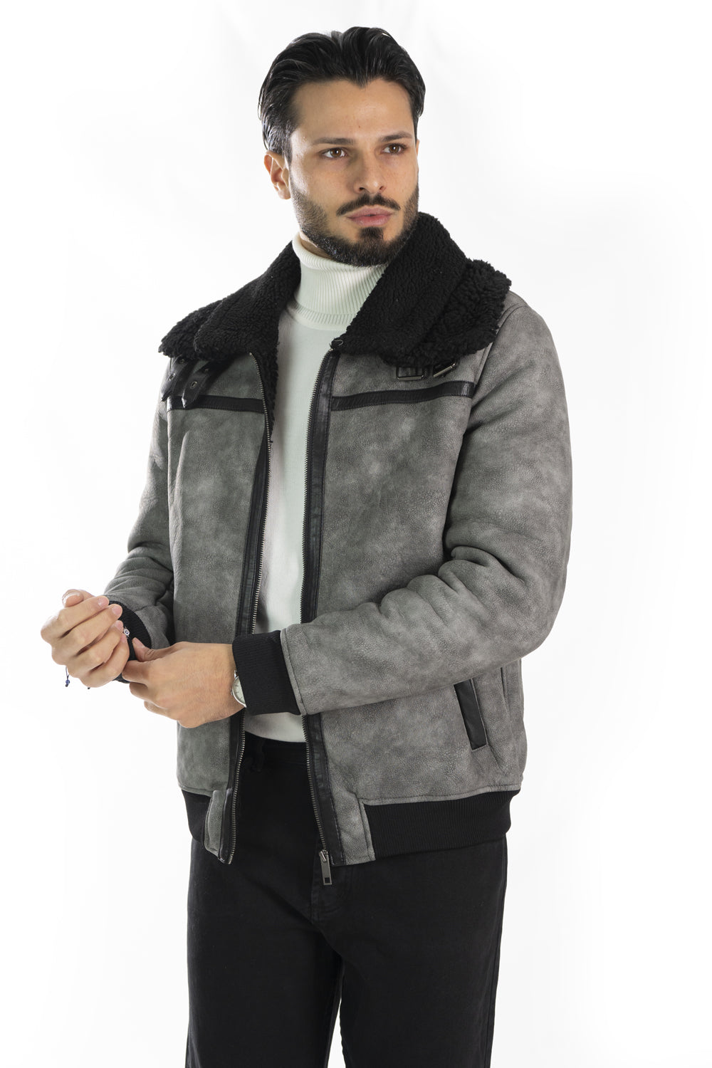 Giubbotto Chiodo Uomo Montone Shearling Art. Gb154