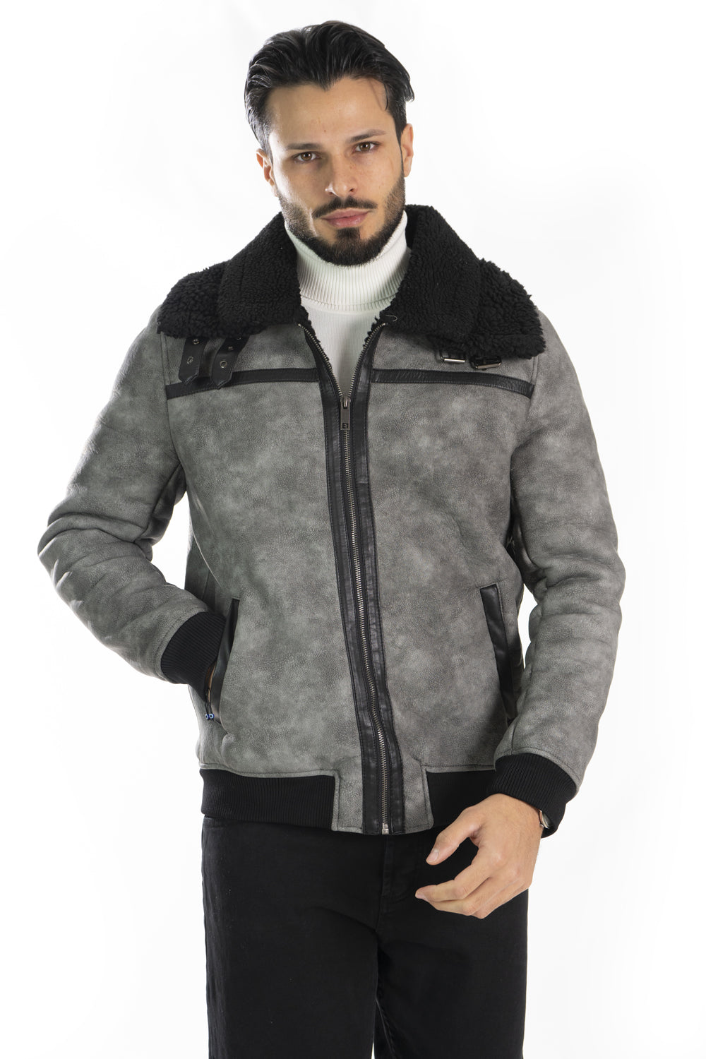 Giubbotto Chiodo Uomo Montone Shearling Art. Gb154