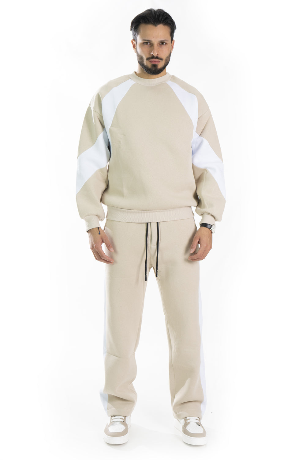 Tuta Uomo Bicolore Felpata Fondo Largo Art. TT97