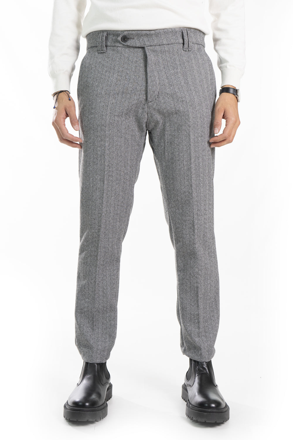 Pantalone Uomo Lana Fantasia Bottone Decentrato Art. PT181