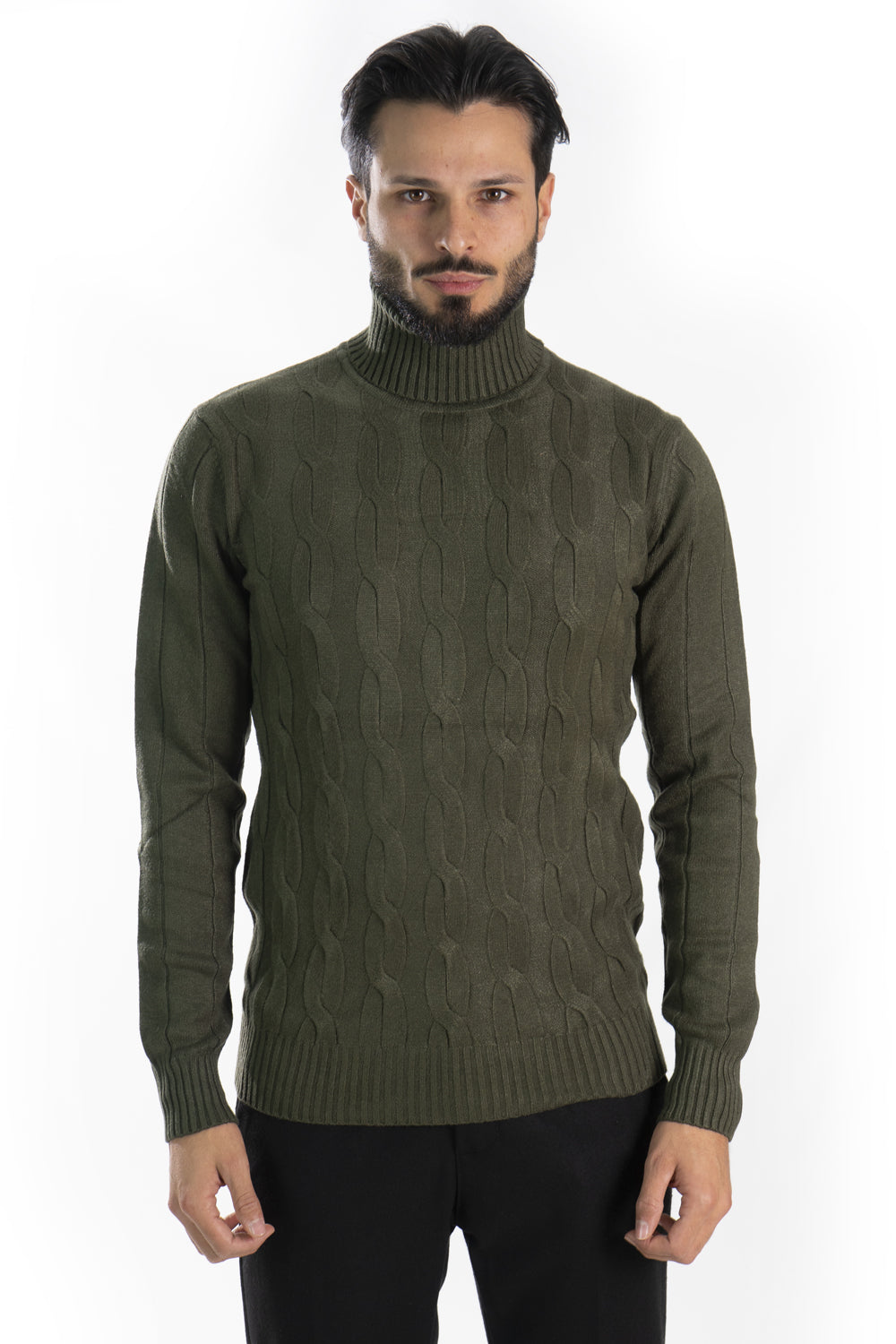 Maglione Dolcevita Slim Fit Fantasia trecce Art. MG135