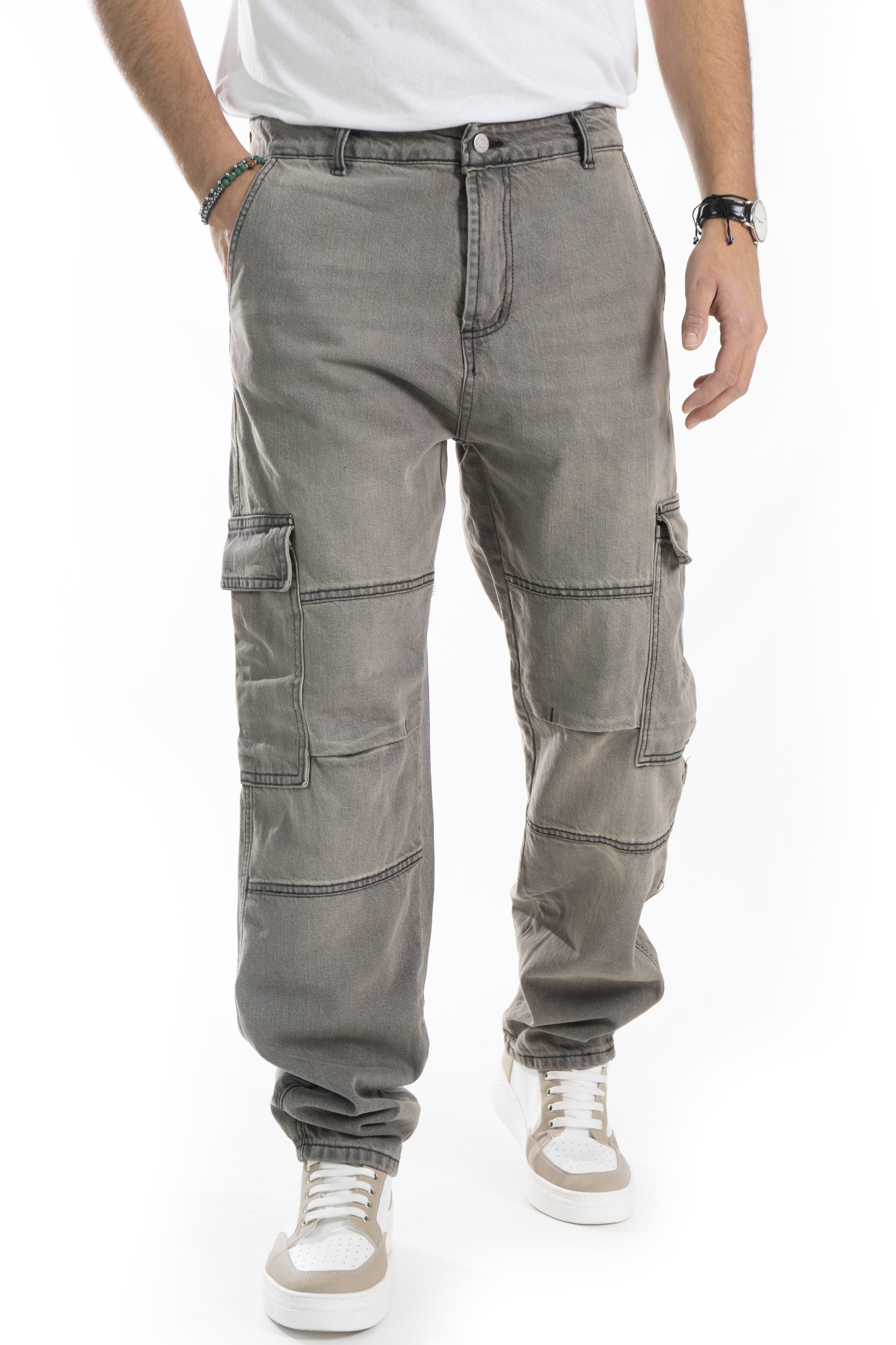 Jeans Uomo Cargo Tasconi Vintage Grey Art. JS431